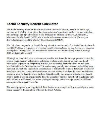 10+ Social Security Benefit Calculator in PDF
