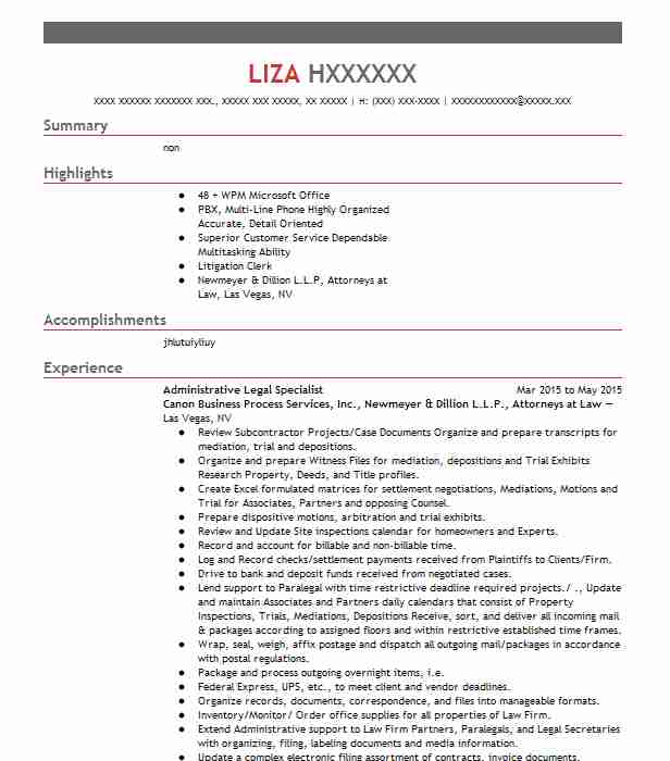 Benefit Authorizer (Legal Administrative Specialist) Resume Example ...