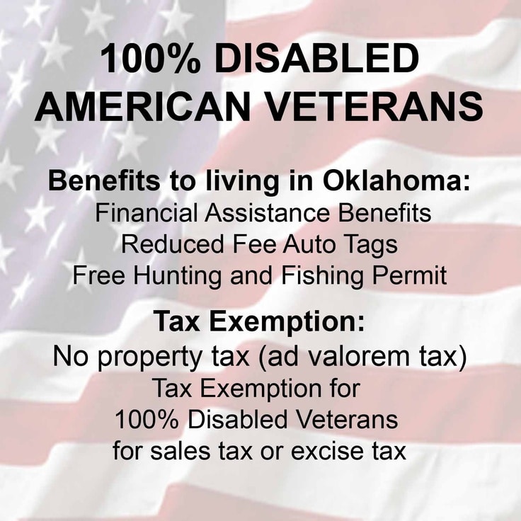 DAV Oklahoma 100% Disabled American Veterans pay no property tax (ad ...