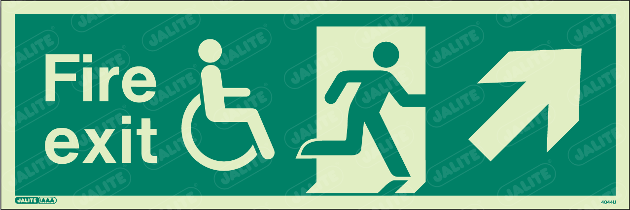 Disability Escape Route Sign Arrow Up/Right