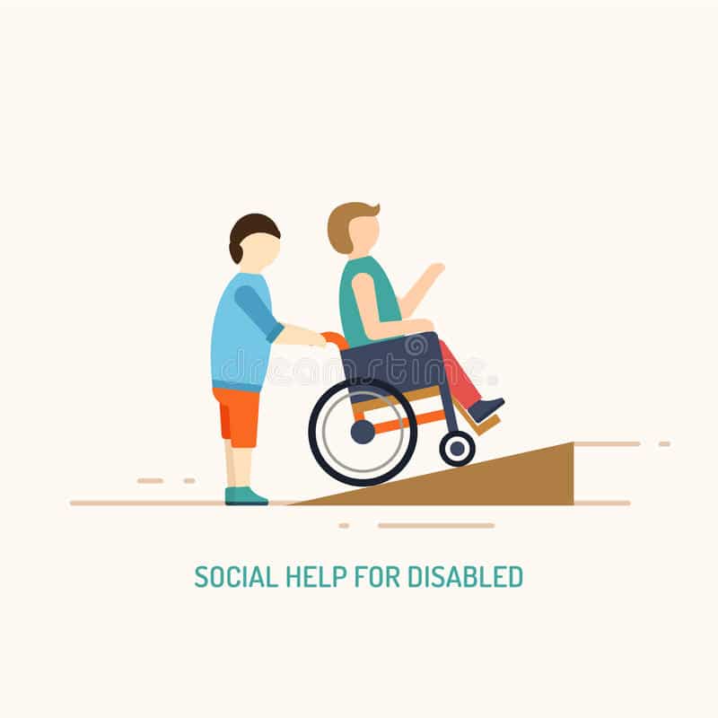 Disabled People Help Concept. Stock Vector