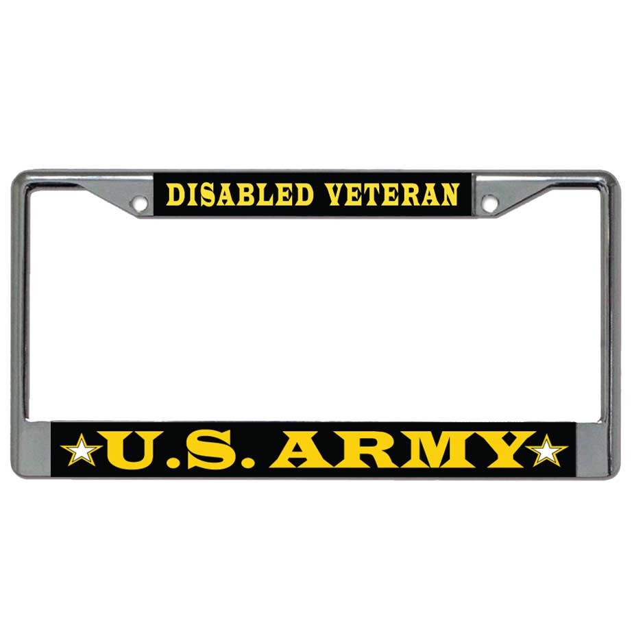 Disabled Veteran U.S. Army Metal License Plate Frame