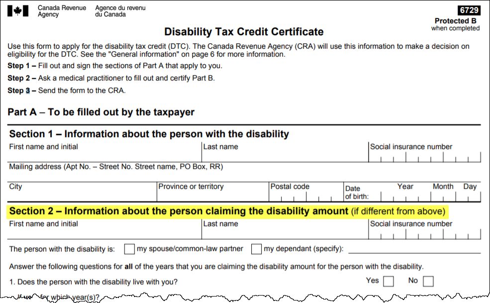 Does the CRA have a Disability Tax Credit Certificate ...