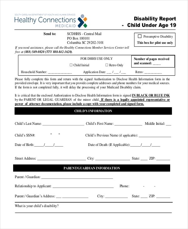 FREE 10+ Sample Child Disability Forms in PDF