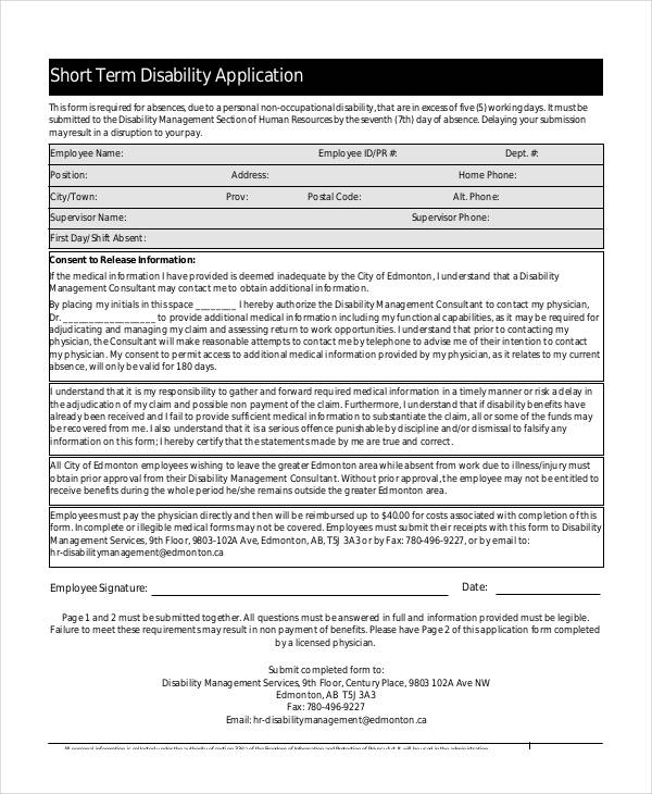 FREE 10+ Sample Disability Application Forms in PDF