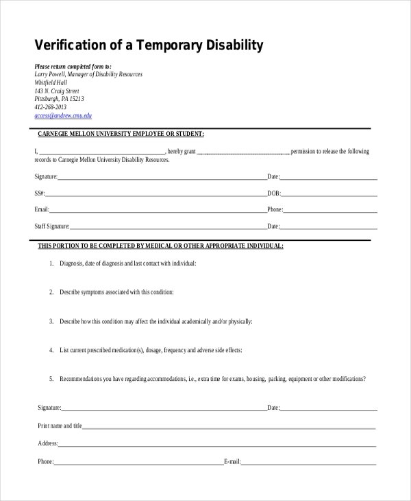FREE 23+ Sample Disability Forms in PDF