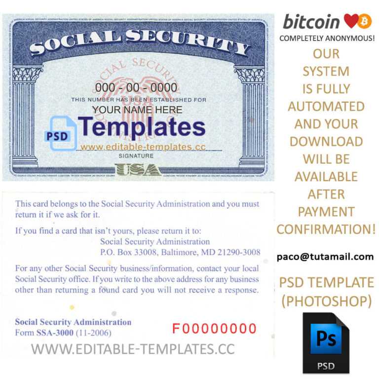 Fully Editable Ssn Usa Psd Template Regarding Social Security Card ...