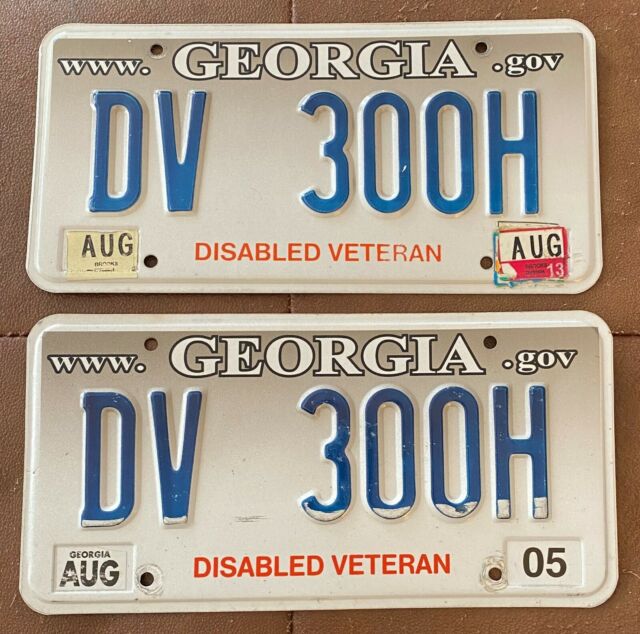 Georgia 2013 MILITARY DISABLED VETERAN License Plate PAIR # DV 300H