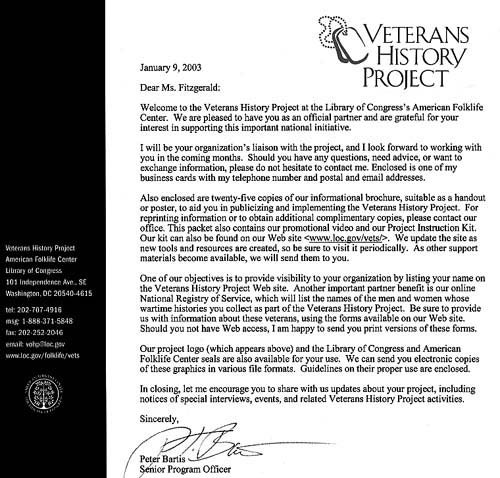 Library of Congress Veterans History Project
