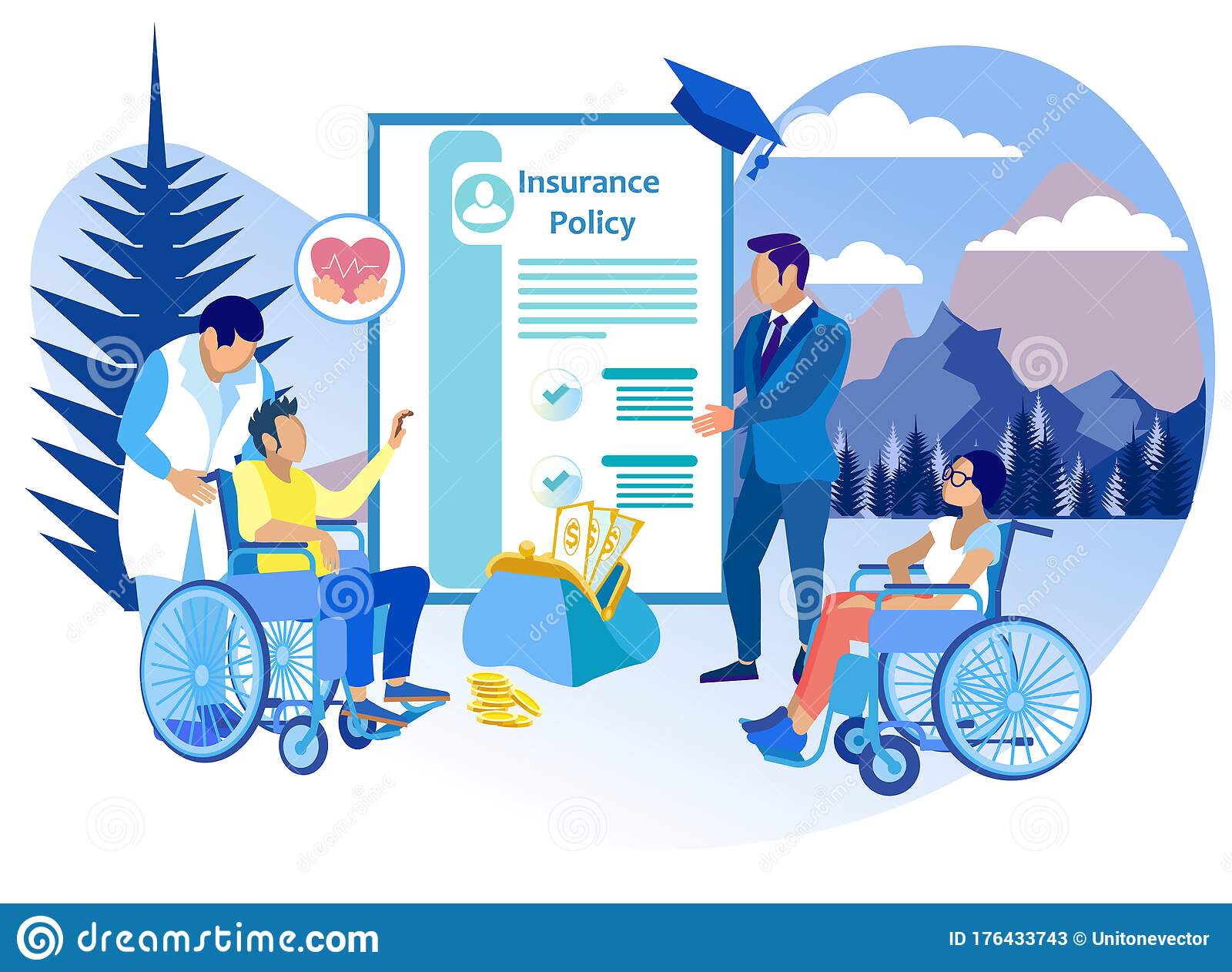 Life Insurance For People With Disabilities Flat. Stock Vector ...