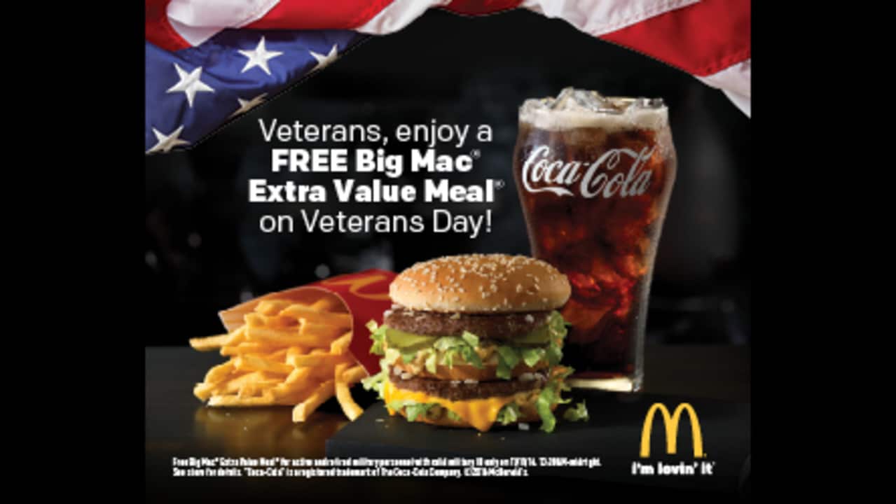 McDonalds to offer free meal on Veterans Day