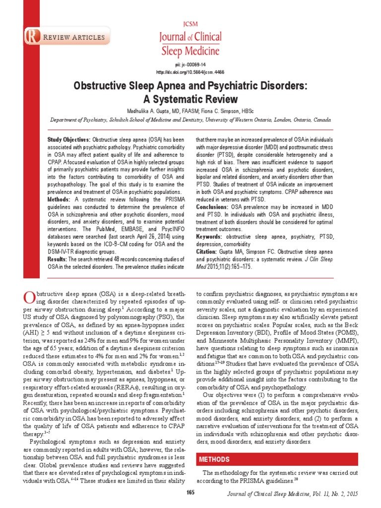 Obstructive Sleep Apnea and Psychiatric Disorders