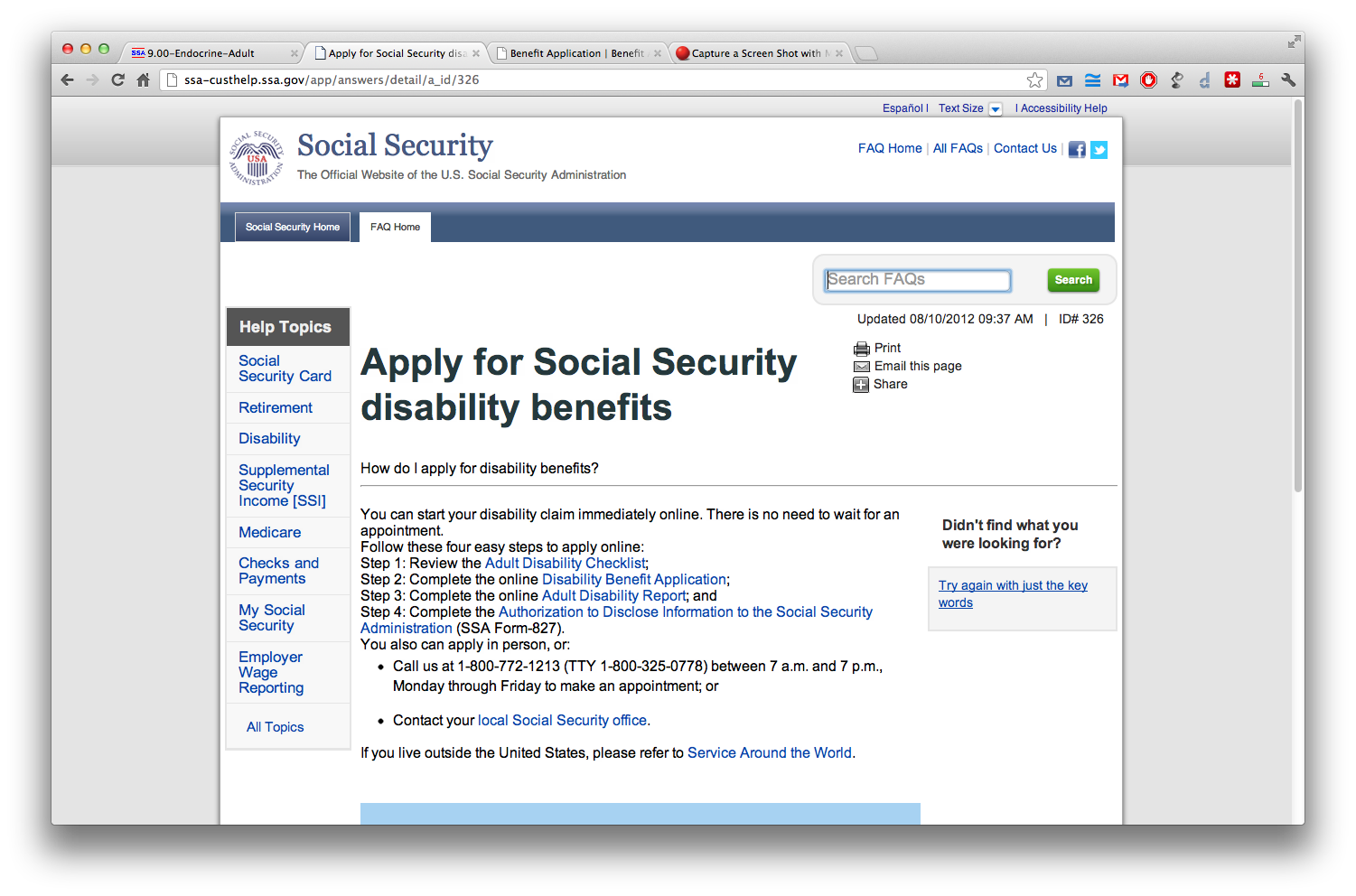 Online Application Disability