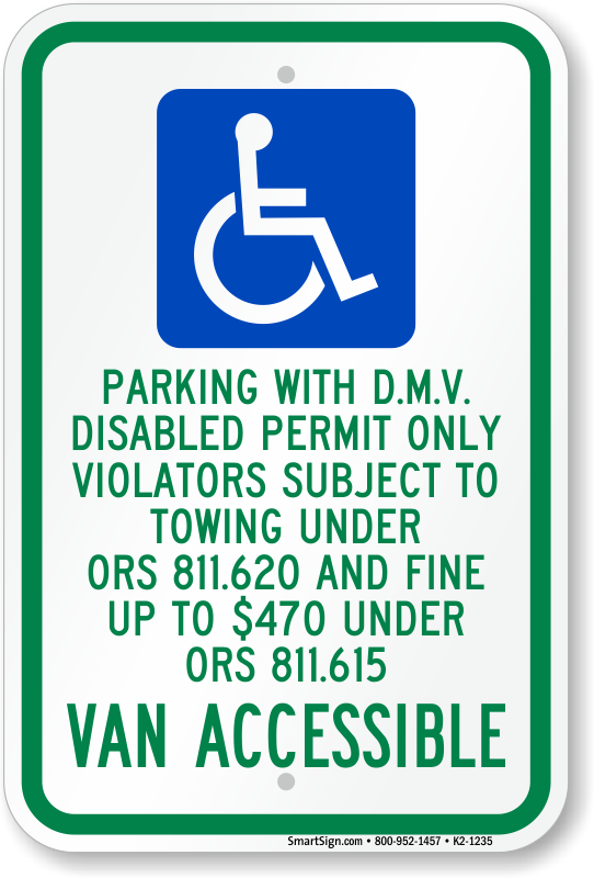 Oregon Parking With D.M.V. Disabled Permit Only Sign, SKU ...