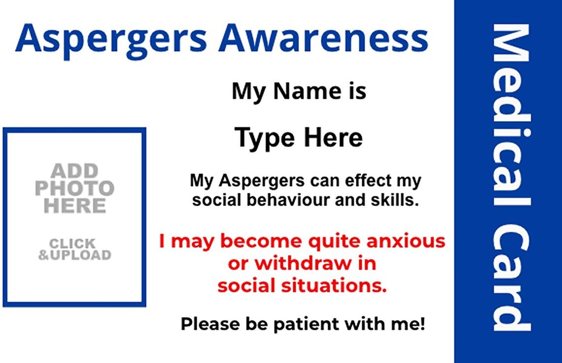 Personalised Plastic Aspergers Awareness Disability ID ...
