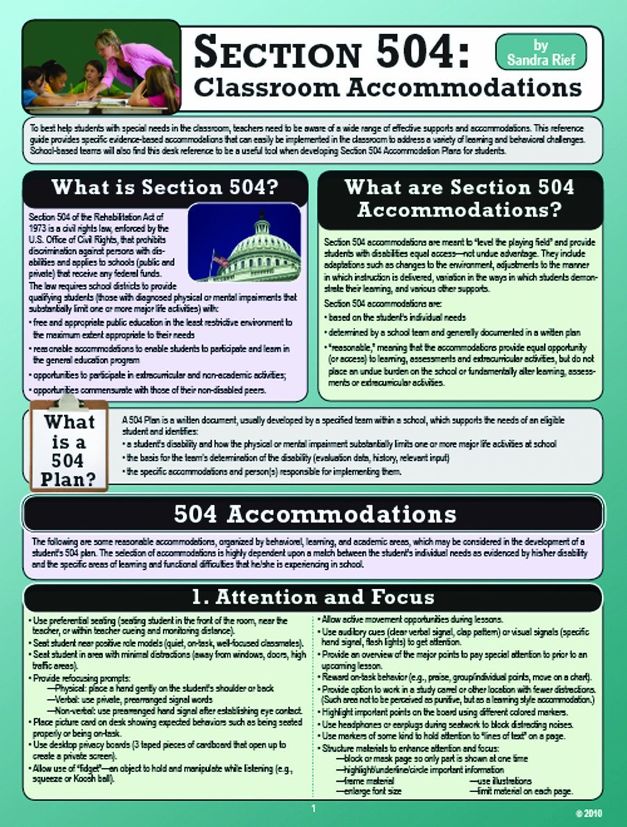 Section 504: Classroom Accommodations Pamphlet