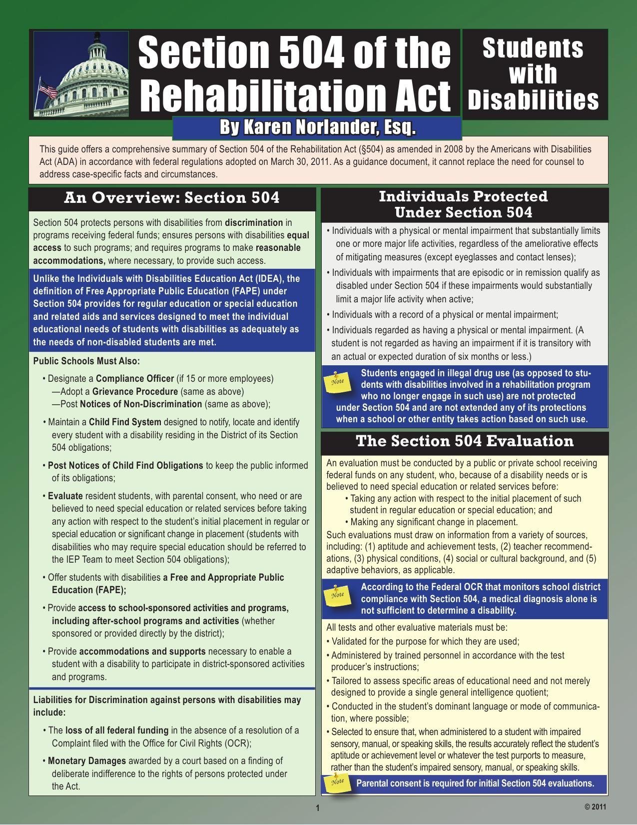 Section 504 of the Rehabilitation Act: Students with ...