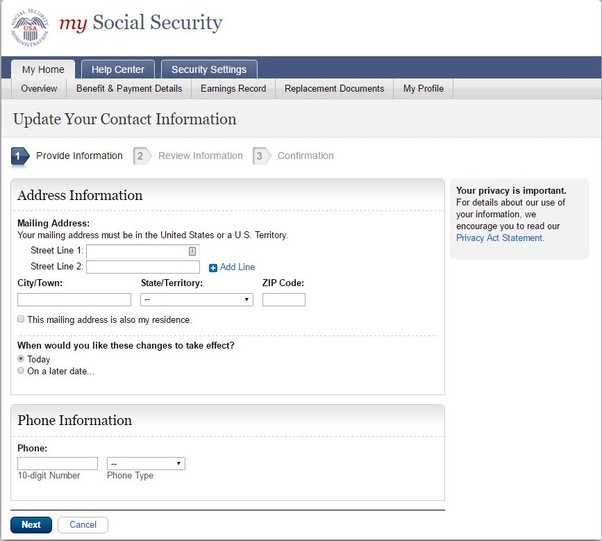 Should a change of address be notified to the Social Security office ...