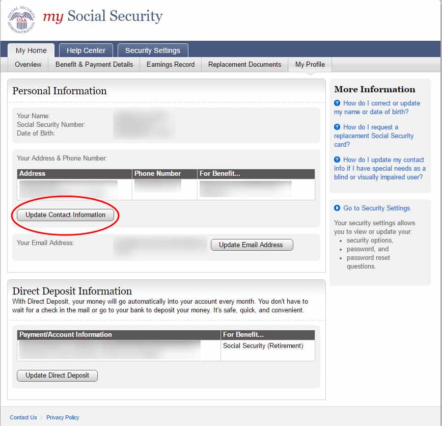 Social Security Change of Address