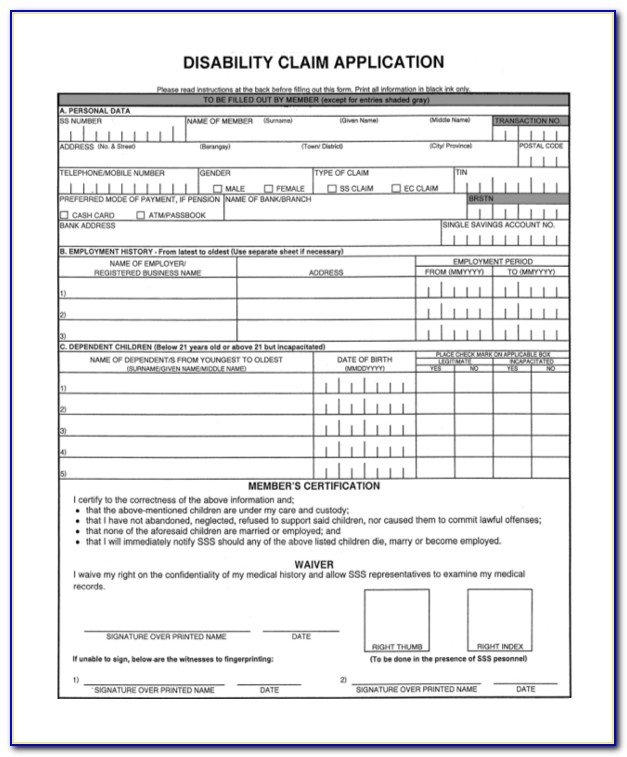 Social Security Disability Forms Pdf