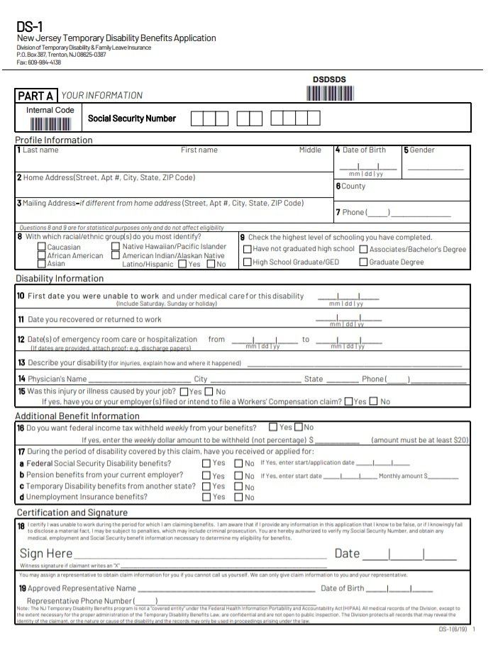 State Disability Form