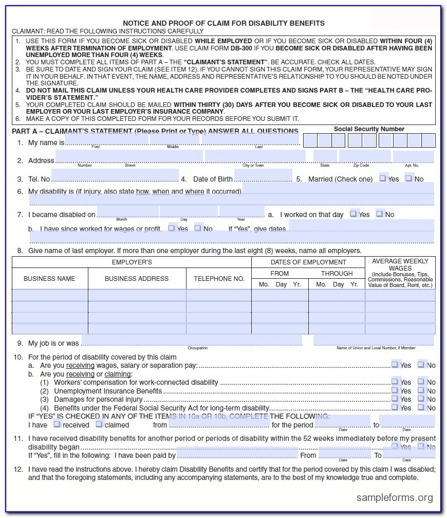 State Of New Jersey Disability Claim Forms