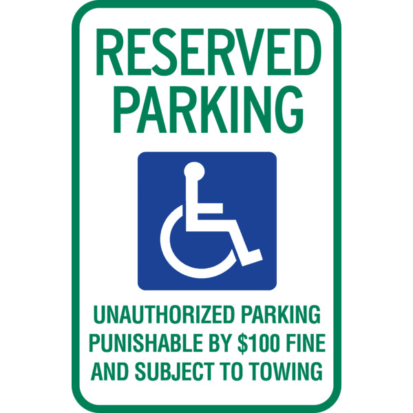 Tennessee Reserved Parking Disabled Parking Sign, Reflective, 12 x 18 ...