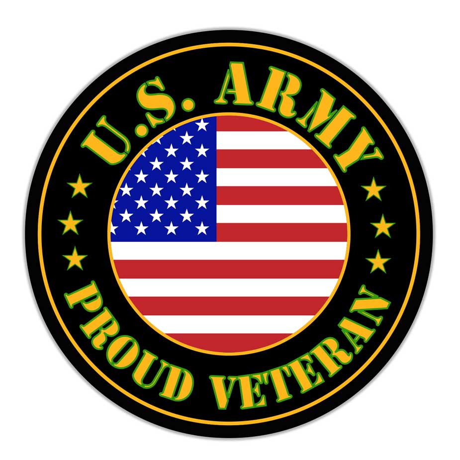 US Army Circle Decal Sticker with Proud Veteran Text