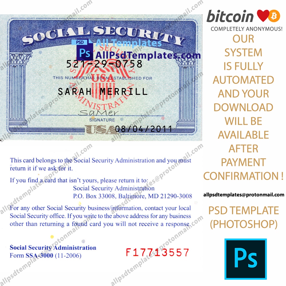 USA SSN Social Security Number Template