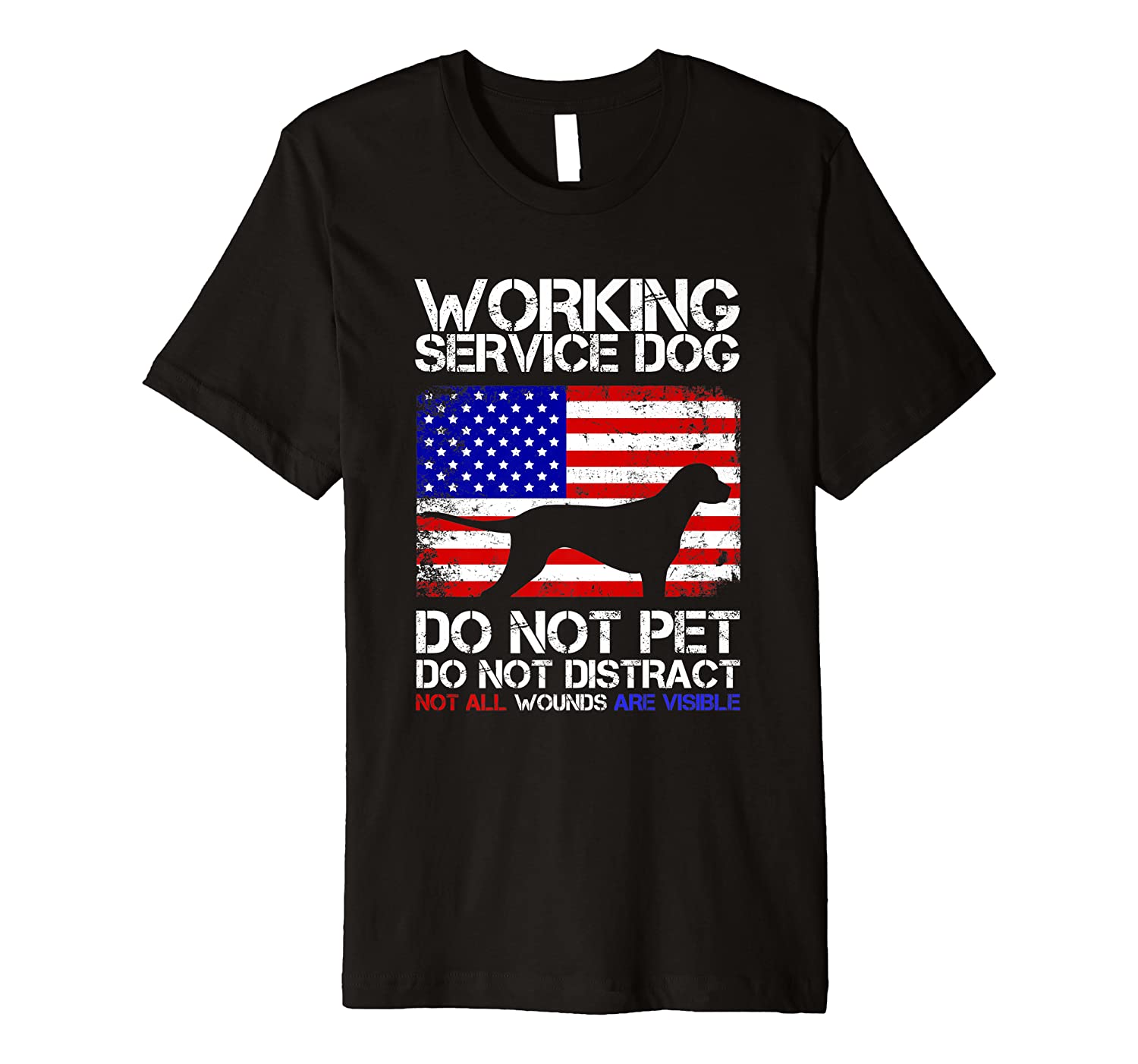 Working Service Dog Gift For Ptsd Veterans July 4th Us Flag Premium T